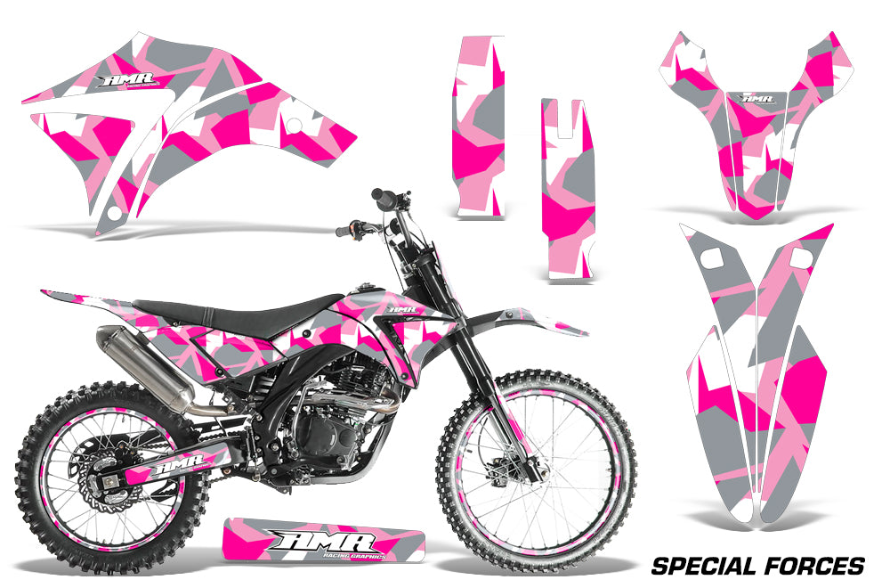 Dirt Bike Graphics Kit Decal Wrap + # Plates For Apollo Orion 250RX SPECIAL FORCES PINK-atv motorcycle utv parts accessories gear helmets jackets gloves pantsAll Terrain Depot