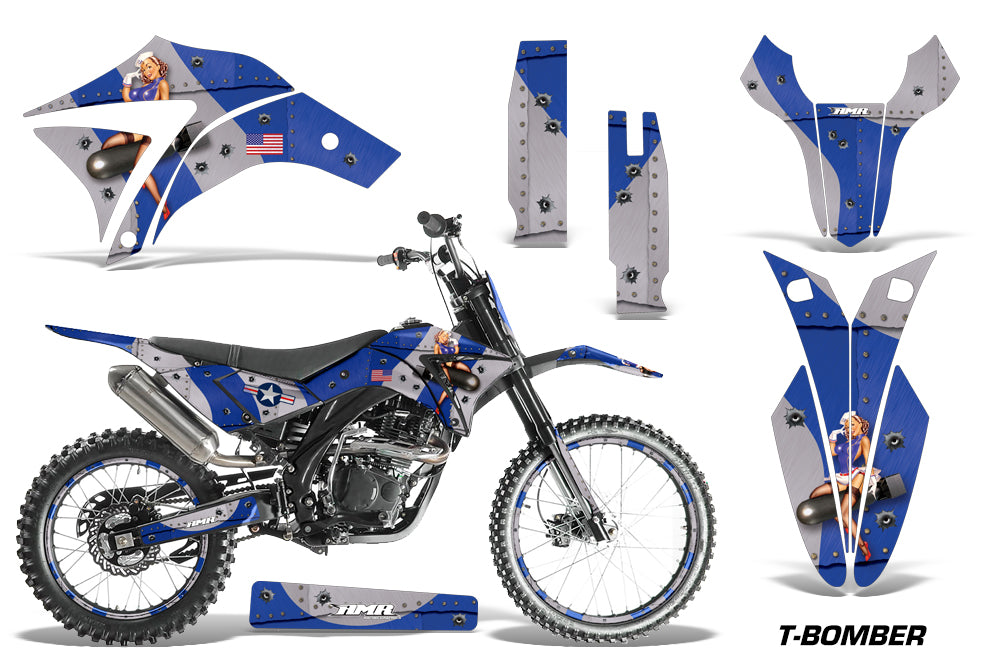 Dirt Bike Graphics Kit Decal Wrap + # Plates For Apollo Orion 250RX TBOMBER BLUE-atv motorcycle utv parts accessories gear helmets jackets gloves pantsAll Terrain Depot