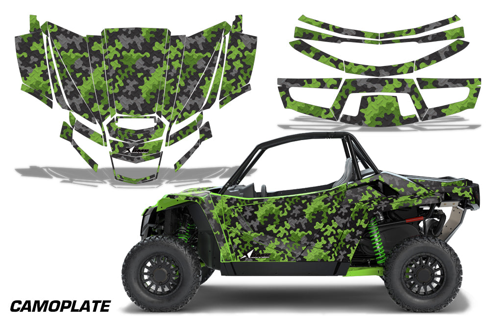 UTV Graphics Kit Decal Sticker Wrap For Textron Wildcat XX 2018+ CAMOPLATE GREEN-atv motorcycle utv parts accessories gear helmets jackets gloves pantsAll Terrain Depot