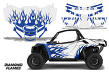UTV Graphics Kit Decal Sticker Wrap For Textron Wildcat XX 2018+ DIAMOND FLAMES BLUE WHITE