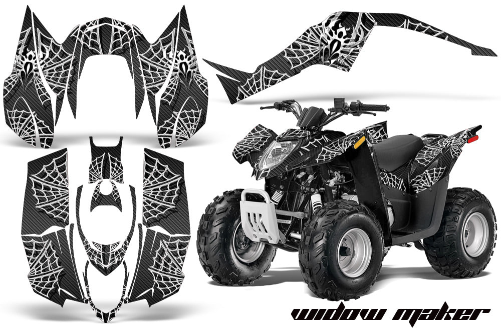 ATV Decal Graphic Kit Wrap For Arctic Cat DVX50 DVX90 Quad 2008-2017 WIDOW WHITE BLACK-atv motorcycle utv parts accessories gear helmets jackets gloves pantsAll Terrain Depot