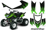ATV Graphics Kit Quad Decal Sticker Wrap For Arctic Cat DVX400 DVX300 DIAMOND FLAMES GREEN BLACK