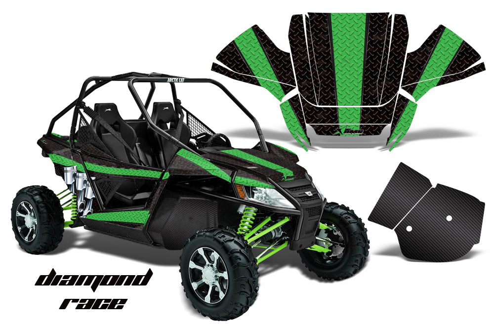 UTV Graphics Kit Decal Sticker Wrap For Arctic Cat Wildcat EPS 2012-2016 DIAMOND RACE GREEN BLACK-atv motorcycle utv parts accessories gear helmets jackets gloves pantsAll Terrain Depot