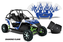 Load image into Gallery viewer, UTV Graphics Kit Decal Sticker Wrap For Arctic Cat Wildcat EPS 2012-2016 DIAMOND FLAMES BLUE WHITE-atv motorcycle utv parts accessories gear helmets jackets gloves pantsAll Terrain Depot