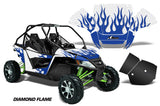 UTV Graphics Kit Decal Sticker Wrap For Arctic Cat Wildcat EPS 2012-2016 DIAMOND FLAMES BLUE WHITE