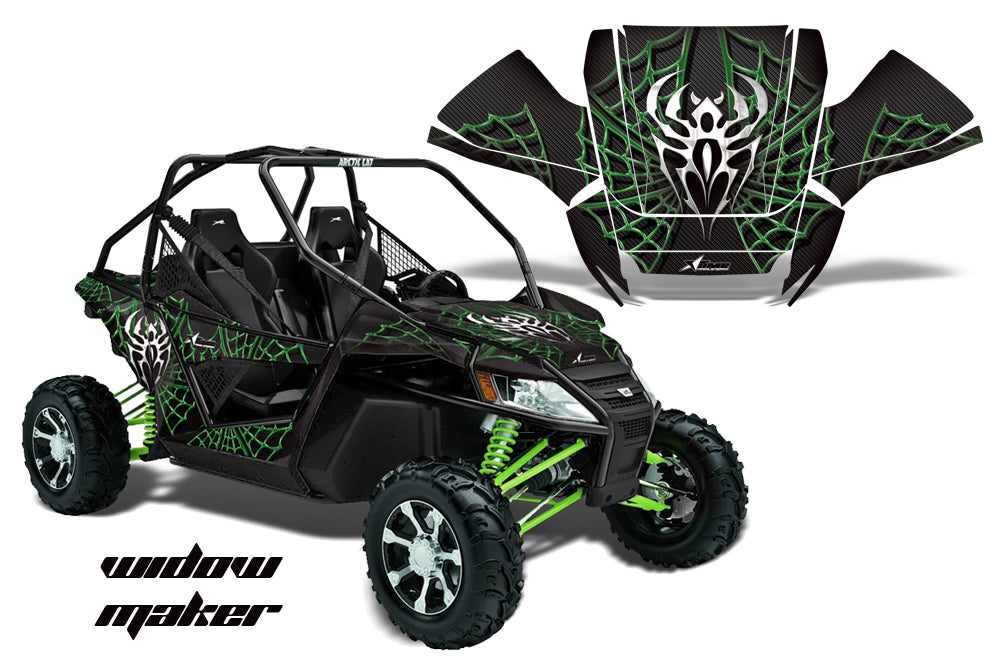 UTV Graphics Kit Decal Sticker Wrap For Arctic Cat Wildcat EPS 2012-2016 WIDOW GREEN BLACK-atv motorcycle utv parts accessories gear helmets jackets gloves pantsAll Terrain Depot