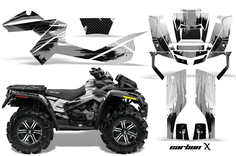 ATV Graphics Kit Decal Wrap For CanAm Outlander Max 500/800 2006-2012 CARBONX SILVER-atv motorcycle utv parts accessories gear helmets jackets gloves pantsAll Terrain Depot