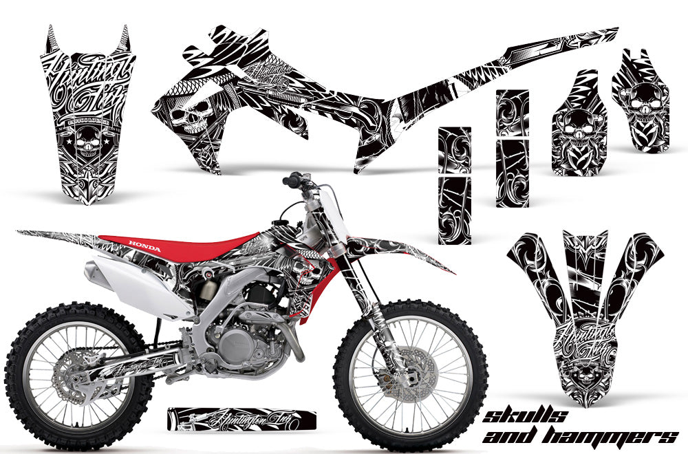 Dirt Bike Graphics Kit Decal Sticker Wrap For Honda CRF250R 2014-2017 HISH WHITE-atv motorcycle utv parts accessories gear helmets jackets gloves pantsAll Terrain Depot