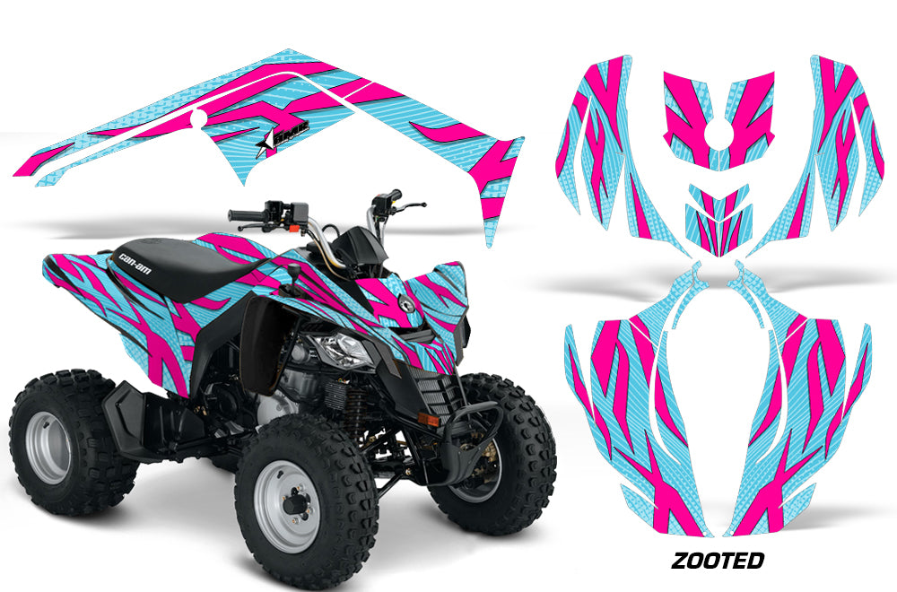 ATV Decal Graphics Kit Wrap For Can-Am DS250 DS 250 Bombardier 2006-2016 ZOOTED PINK AQUA-atv motorcycle utv parts accessories gear helmets jackets gloves pantsAll Terrain Depot