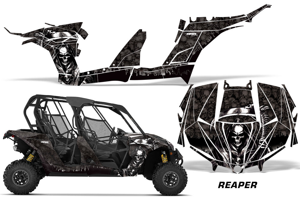 UTV Decal Graphic Kit Wrap For Can-Am Maverick MAX 1000R 4 Door 2017-2018 REAPER BLACK-atv motorcycle utv parts accessories gear helmets jackets gloves pantsAll Terrain Depot