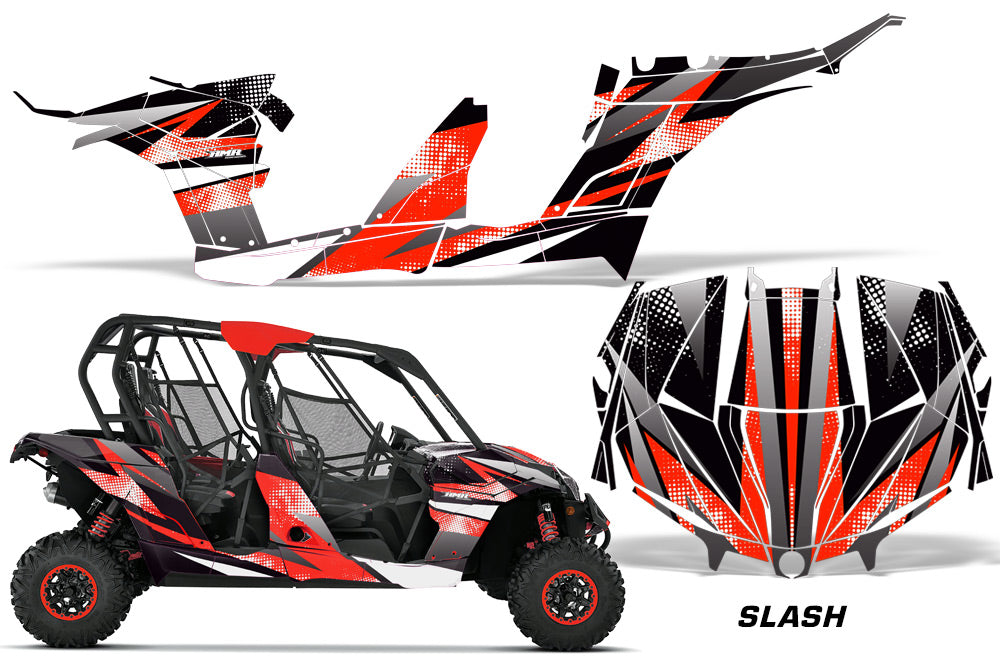 UTV Decal Graphic Kit Wrap For Can-Am Maverick MAX 1000R 4 Door 2017-2018 SLASH RED-atv motorcycle utv parts accessories gear helmets jackets gloves pantsAll Terrain Depot