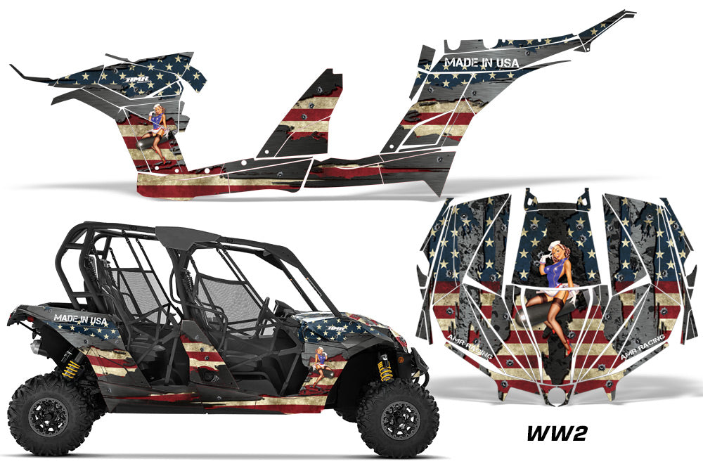 UTV Decal Graphic Kit Wrap For Can-Am Maverick MAX 1000R 4 Door 2017-2018 WW2 BOMBER-atv motorcycle utv parts accessories gear helmets jackets gloves pantsAll Terrain Depot