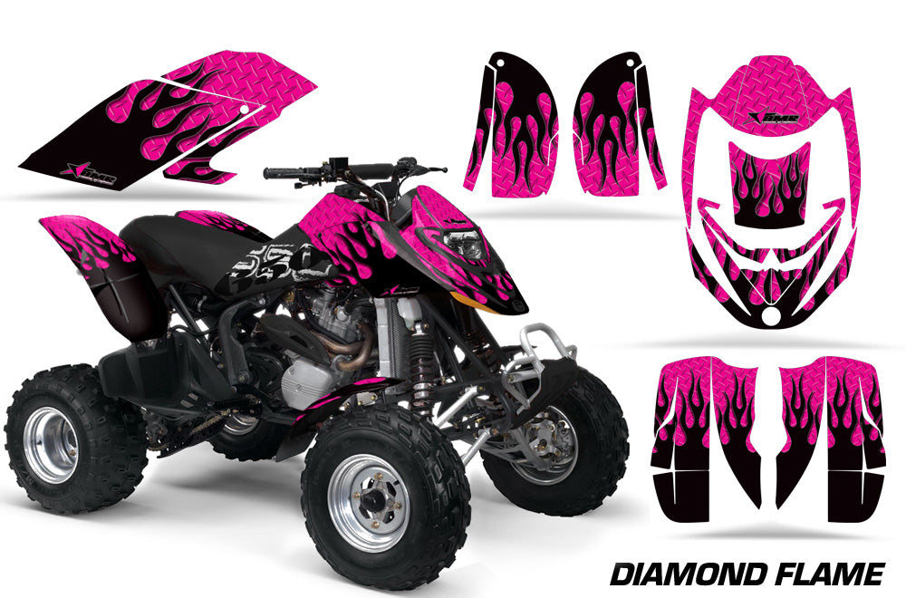 ATV Graphics Kit Decal Quad Wrap For Can-Am Bombardier DS650 DS 650 DIAMOND FLAMES BLACK PINK-atv motorcycle utv parts accessories gear helmets jackets gloves pantsAll Terrain Depot