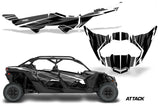 Half Graphics Kit Decal Wrap For Can-Am Maverick X3 MAX DS RS 4D 2016+ ATTACK BLACK