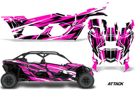 Full Graphics Kit Decal Wrap For Can-Am Maverick X3 MAX DS RS 4D 2016+ ATTACK PINK-atv motorcycle utv parts accessories gear helmets jackets gloves pantsAll Terrain Depot