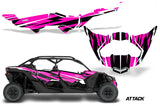 Half Graphics Kit Decal Wrap For Can-Am Maverick X3 MAX DS RS 4D 2016+ ATTACK PINK