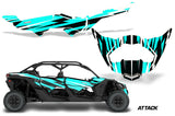 Half Graphics Kit Decal Wrap For Can-Am Maverick X3 MAX DS RS 4D 2016+ ATTACK TEAL