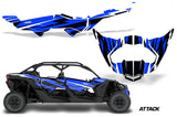 Half Graphics Kit Decal Wrap For Can-Am Maverick X3 MAX DS RS 4D 2016+ ATTACK BLUE
