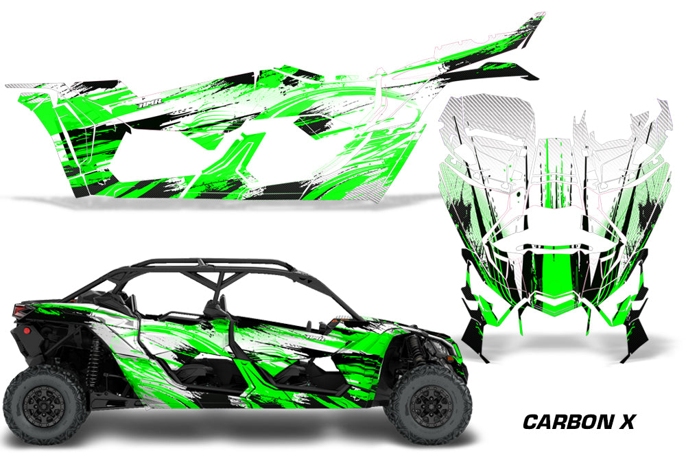 Full Graphics Kit Decal Wrap For Can-Am Maverick X3 MAX DS RS 4D 2016+ CARBONX GREEN-atv motorcycle utv parts accessories gear helmets jackets gloves pantsAll Terrain Depot