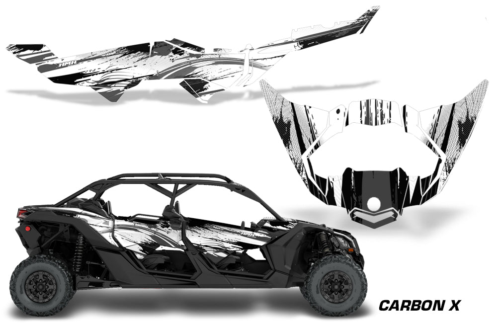 Half Graphics Kit Decal Wrap For Can-Am Maverick X3 MAX DS RS 4D 2016+ CARBONX BLACK-atv motorcycle utv parts accessories gear helmets jackets gloves pantsAll Terrain Depot