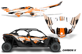 Half Graphics Kit Decal Wrap For Can-Am Maverick X3 MAX DS RS 4D 2016+ CARBONX ORANGE-atv motorcycle utv parts accessories gear helmets jackets gloves pantsAll Terrain Depot