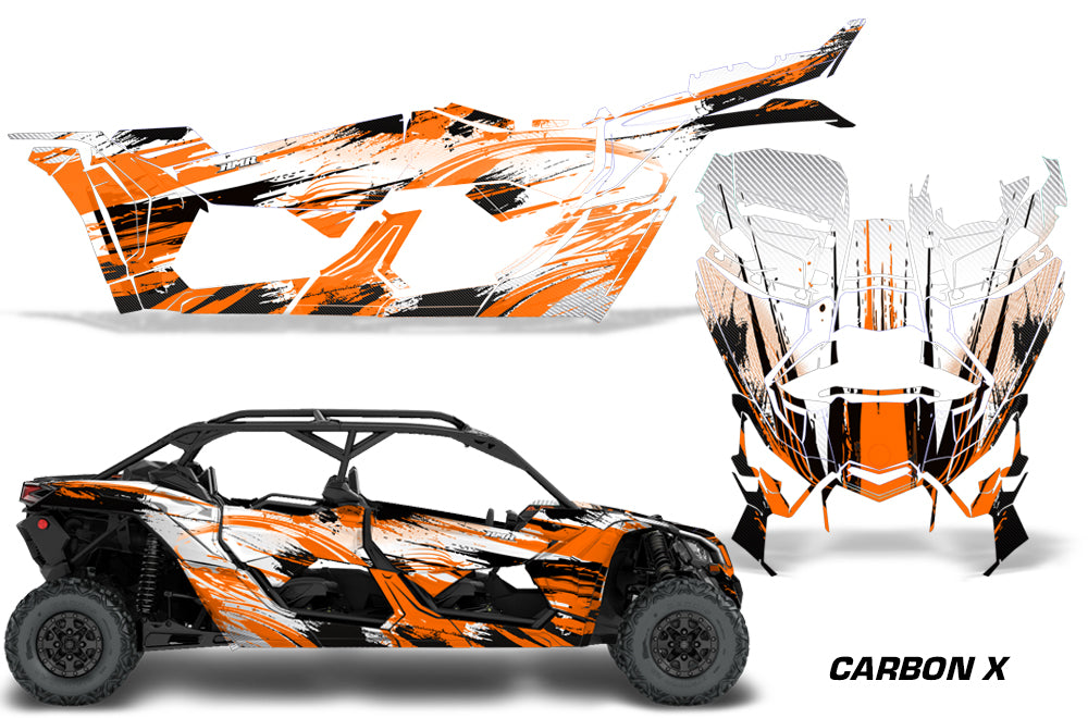 Full Graphics Kit Decal Wrap For Can-Am Maverick X3 MAX DS RS 4D 2016+ CARBONX ORANGE-atv motorcycle utv parts accessories gear helmets jackets gloves pantsAll Terrain Depot