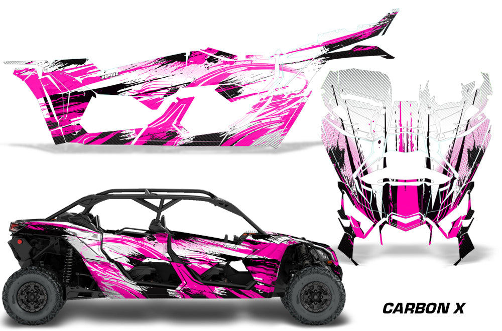 Full Graphics Kit Decal Wrap For Can-Am Maverick X3 MAX DS RS 4D 2016+ CARBONX PINK-atv motorcycle utv parts accessories gear helmets jackets gloves pantsAll Terrain Depot