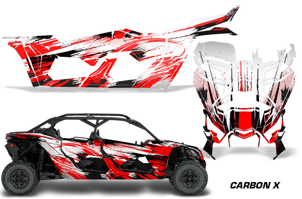 Full Graphics Kit Decal Wrap For Can-Am Maverick X3 MAX DS RS 4D 2016+ CARBONX RED-atv motorcycle utv parts accessories gear helmets jackets gloves pantsAll Terrain Depot