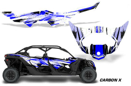 Half Graphics Kit Decal Wrap For Can-Am Maverick X3 MAX DS RS 4D 2016+ CARBONX BLUE-atv motorcycle utv parts accessories gear helmets jackets gloves pantsAll Terrain Depot