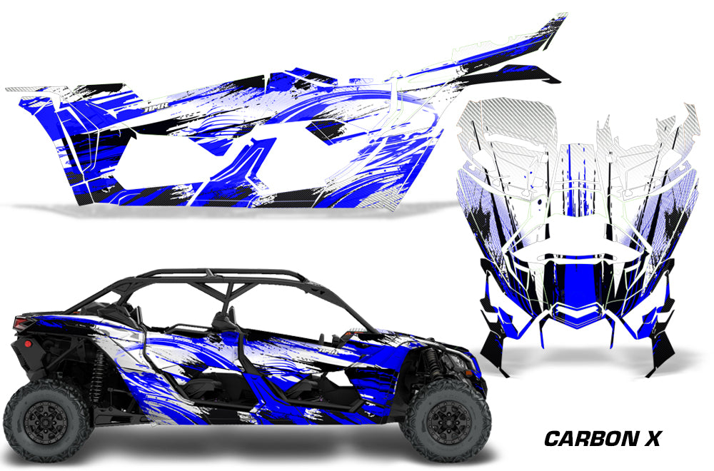 Full Graphics Kit Decal Wrap For Can-Am Maverick X3 MAX DS RS 4D 2016+ CARBONX BLUE-atv motorcycle utv parts accessories gear helmets jackets gloves pantsAll Terrain Depot