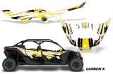 Half Graphics Kit Decal Wrap For Can-Am Maverick X3 MAX DS RS 4D 2016+ CARBONX YELLOW