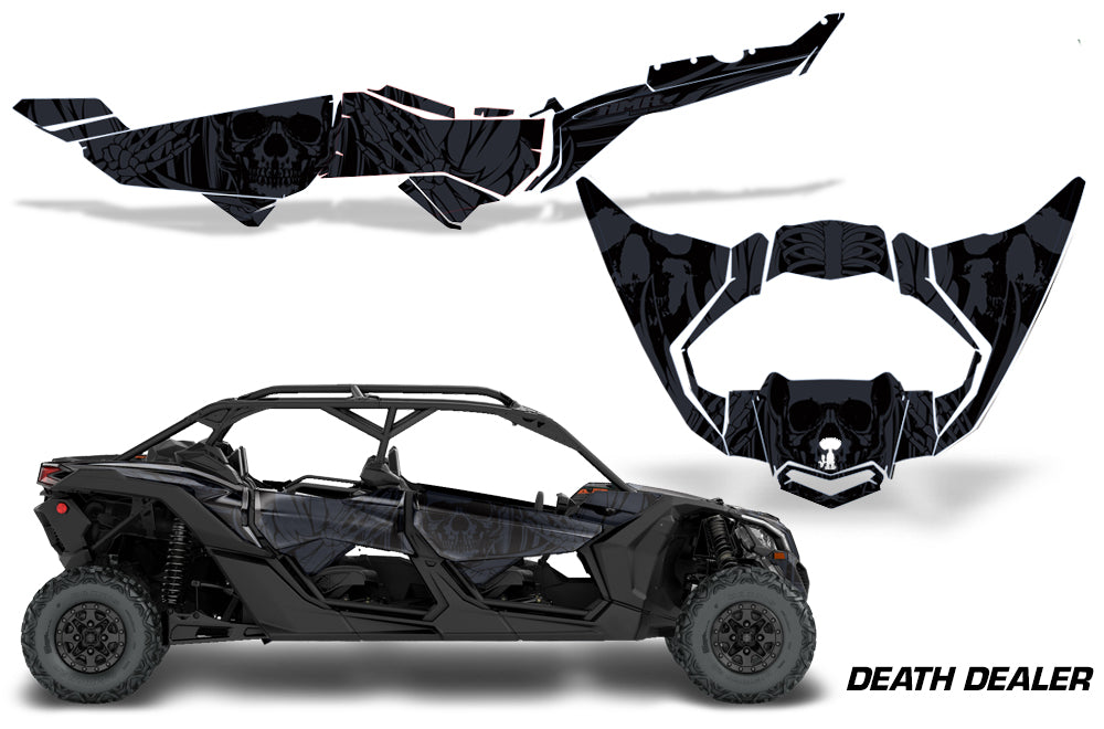 Half Graphics Kit Decal Wrap For Can-Am Maverick X3 MAX DS RS 4D 2016+ DEATH DEALER-atv motorcycle utv parts accessories gear helmets jackets gloves pantsAll Terrain Depot