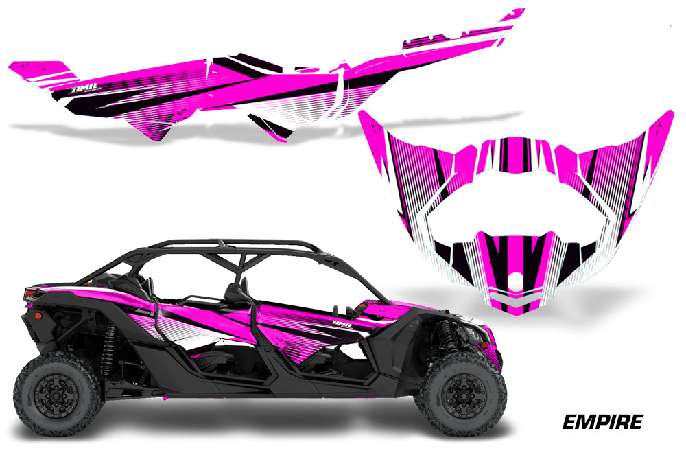 Half Graphics Kit Decal Wrap For Can-Am Maverick X3 MAX DS RS 4D 2016+ EMPIRE PINK-atv motorcycle utv parts accessories gear helmets jackets gloves pantsAll Terrain Depot