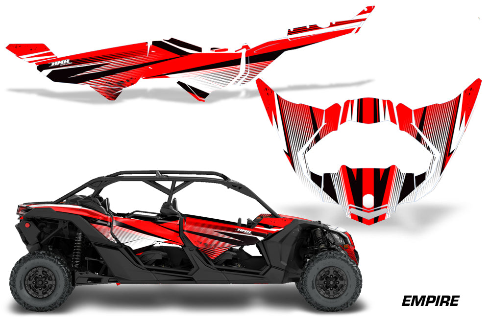Half Graphics Kit Decal Wrap For Can-Am Maverick X3 MAX DS RS 4D 2016+ EMPIRE RED-atv motorcycle utv parts accessories gear helmets jackets gloves pantsAll Terrain Depot