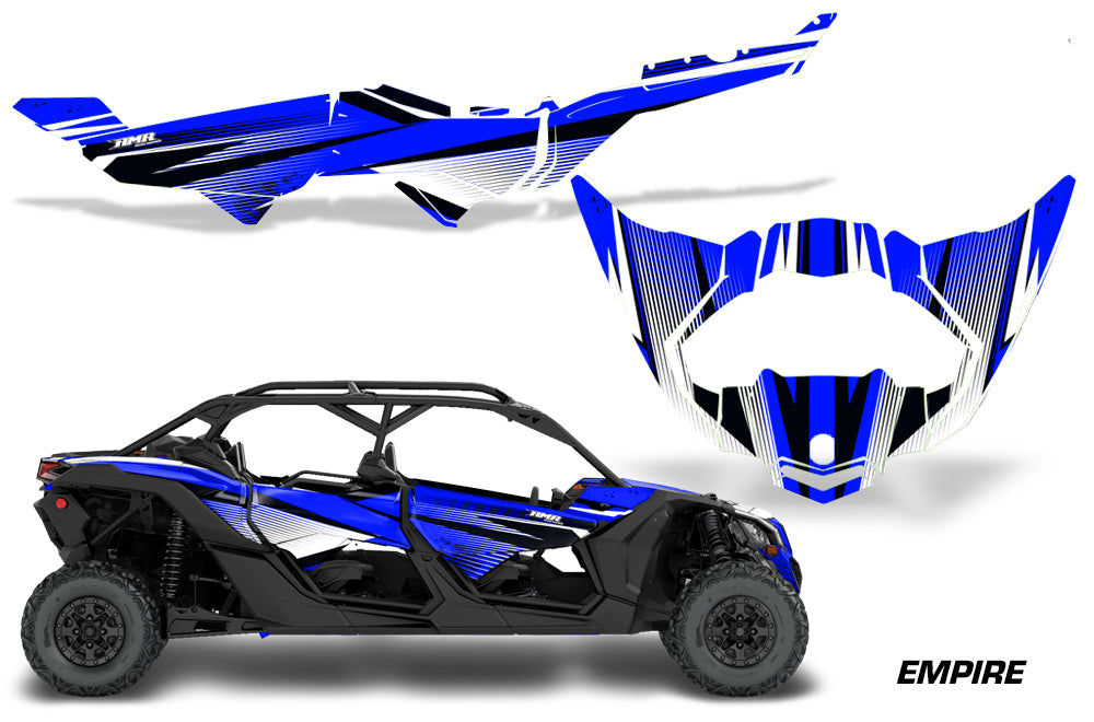 Half Graphics Kit Decal Wrap For Can-Am Maverick X3 MAX DS RS 4D 2016+ EMPIRE BLUE-atv motorcycle utv parts accessories gear helmets jackets gloves pantsAll Terrain Depot