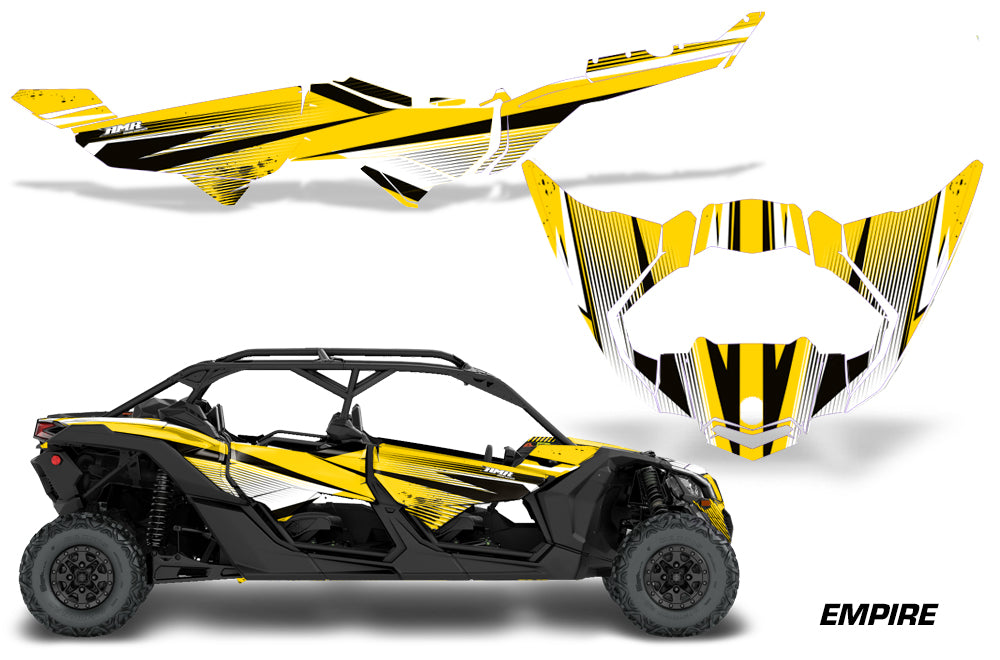 Half Graphics Kit Decal Wrap For Can-Am Maverick X3 MAX DS RS 4D 2016+ EMPIRE YELLOW-atv motorcycle utv parts accessories gear helmets jackets gloves pantsAll Terrain Depot