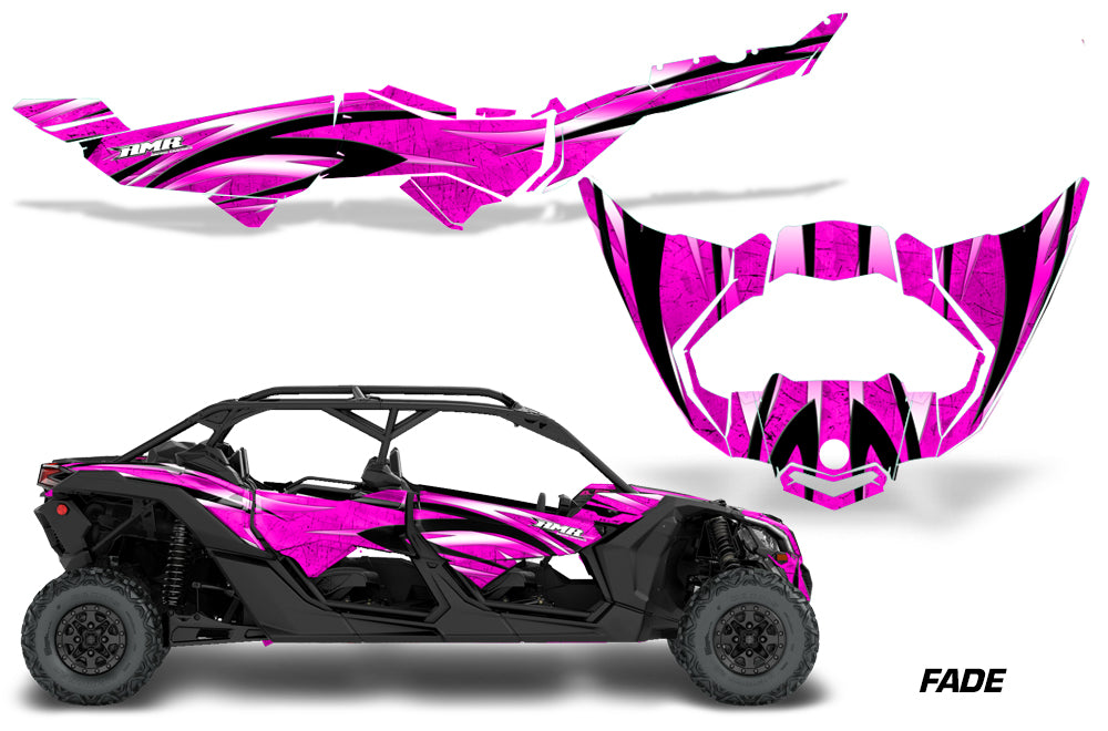 Half Graphics Kit Decal Wrap For Can-Am Maverick X3 MAX DS RS 4D 2016+ FADE PINK-atv motorcycle utv parts accessories gear helmets jackets gloves pantsAll Terrain Depot