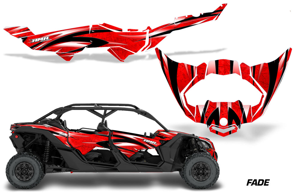 Half Graphics Kit Decal Wrap For Can-Am Maverick X3 MAX DS RS 4D 2016+ FADE RED-atv motorcycle utv parts accessories gear helmets jackets gloves pantsAll Terrain Depot