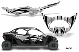 Half Graphics Kit Decal Wrap For Can-Am Maverick X3 MAX DS RS 4D 2016+ FADE SILVER-atv motorcycle utv parts accessories gear helmets jackets gloves pantsAll Terrain Depot