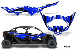 Half Graphics Kit Decal Wrap For Can-Am Maverick X3 MAX DS RS 4D 2016+ FADE BLUE-atv motorcycle utv parts accessories gear helmets jackets gloves pantsAll Terrain Depot