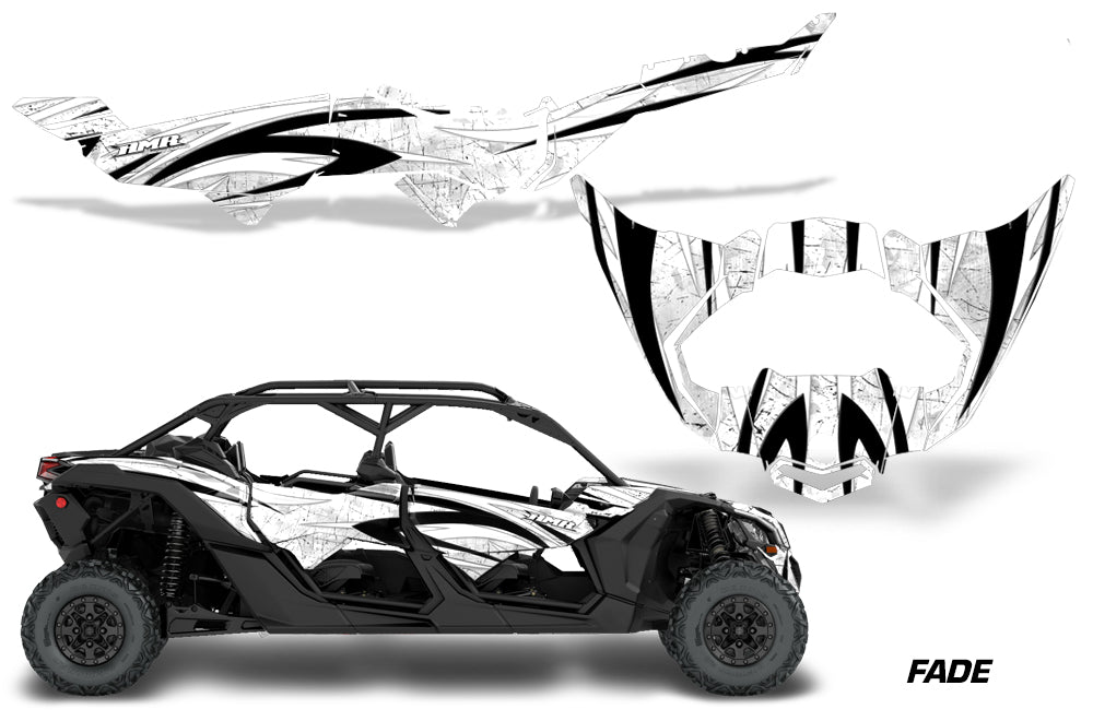Half Graphics Kit Decal Wrap For Can-Am Maverick X3 MAX DS RS 4D 2016+ FADE WHITE-atv motorcycle utv parts accessories gear helmets jackets gloves pantsAll Terrain Depot