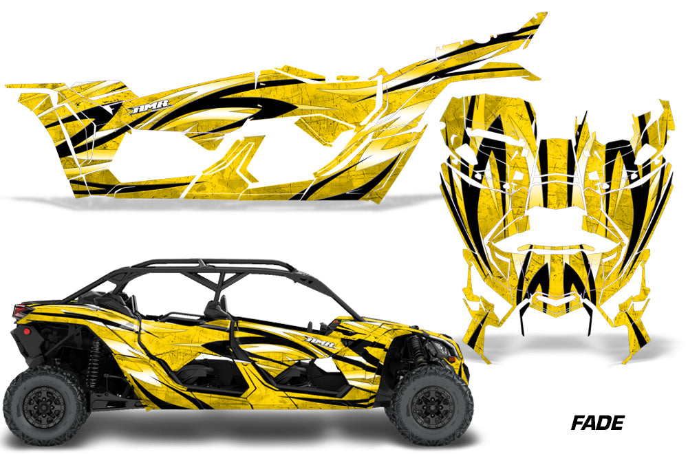 Full Graphics Kit Decal Wrap For Can-Am Maverick X3 MAX DS RS 4D 2016+ FADE YELLOW-atv motorcycle utv parts accessories gear helmets jackets gloves pantsAll Terrain Depot