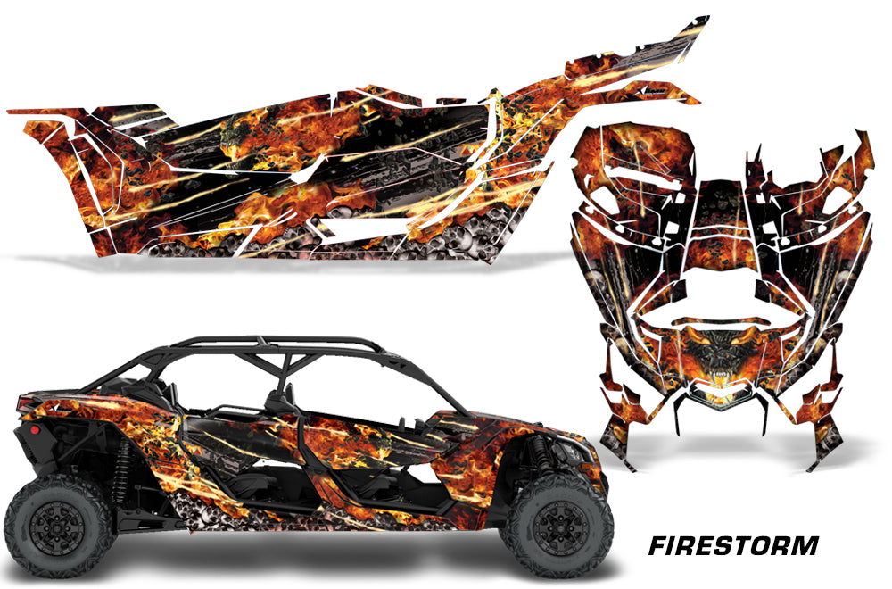 Full Graphics Kit Decal Wrap For Can-Am Maverick X3 MAX DS RS 4D 2016+ FIRESTORM BLACK-atv motorcycle utv parts accessories gear helmets jackets gloves pantsAll Terrain Depot