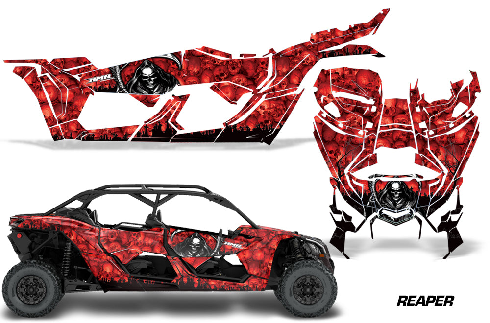 Full Graphics Kit Decal Wrap For Can-Am Maverick X3 MAX DS RS 4D 2016+ REAPER RED-atv motorcycle utv parts accessories gear helmets jackets gloves pantsAll Terrain Depot