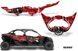 Half Graphics Kit Decal Wrap For Can-Am Maverick X3 MAX DS RS 4D 2016+ REAPER RED