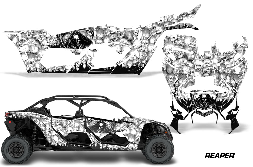 Full Graphics Kit Decal Wrap For Can-Am Maverick X3 MAX DS RS 4D 2016+ REAPER WHITE-atv motorcycle utv parts accessories gear helmets jackets gloves pantsAll Terrain Depot