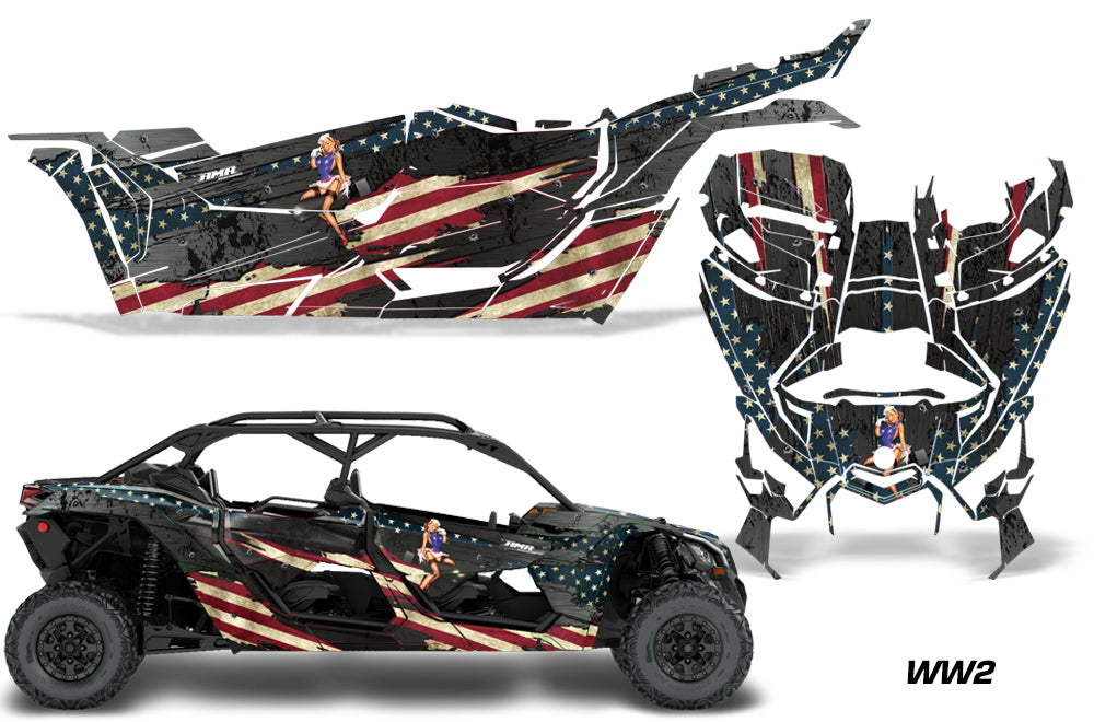 Full Graphics Kit Decal Wrap For Can-Am Maverick X3 MAX DS RS 4D 2016+ WW2-atv motorcycle utv parts accessories gear helmets jackets gloves pantsAll Terrain Depot