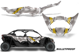 Half Graphics Kit Decal Wrap For Can-Am Maverick X3 MAX DS RS 4D 2016+ BULLETPROOF YELLOW-atv motorcycle utv parts accessories gear helmets jackets gloves pantsAll Terrain Depot