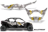Half Graphics Kit Decal Wrap For Can-Am Maverick X3 MAX DS RS 4D 2016+ BULLETPROOF YELLOW