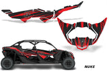 Half Graphics Kit Decal Wrap For Can-Am Maverick X3 MAX DS RS 4D 2016+ NUKE RED